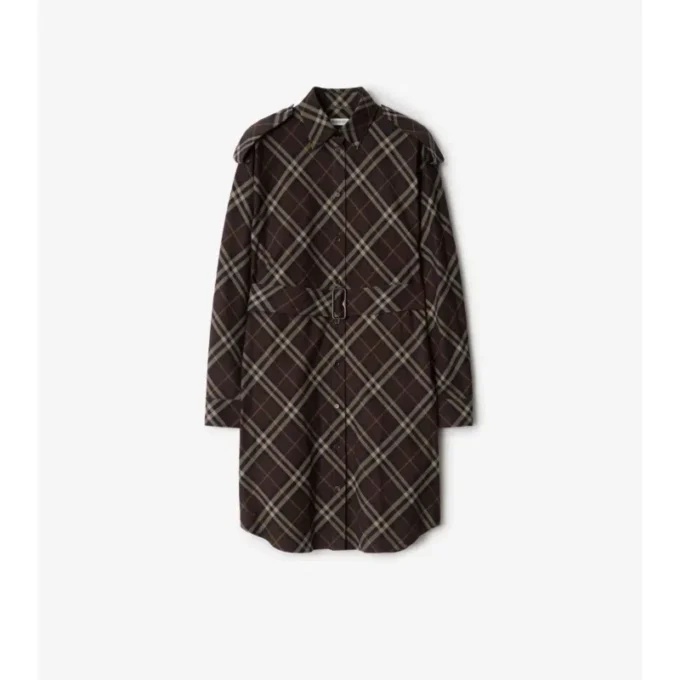 Check Cotton Flannel Shirt Dress