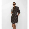 Check Cotton Flannel Shirt Dress