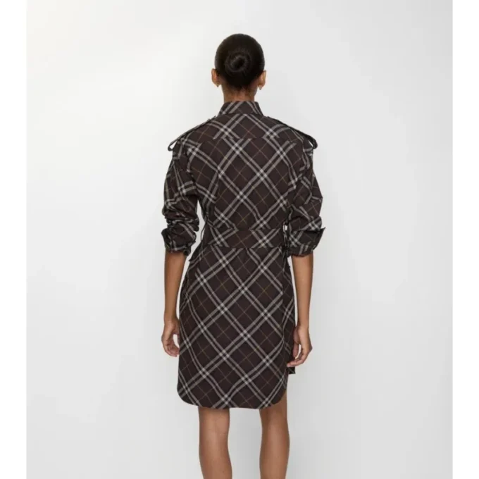 Check Cotton Flannel Shirt Dress