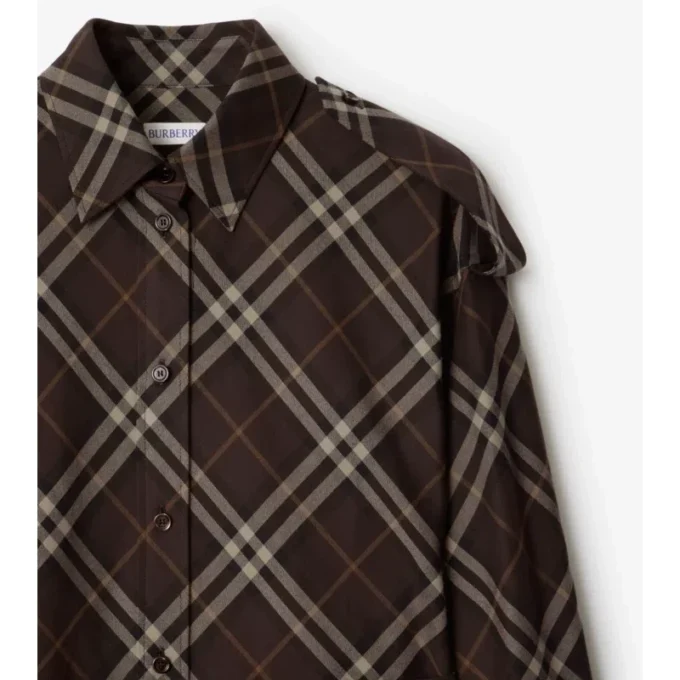 Check Cotton Flannel Shirt Dress