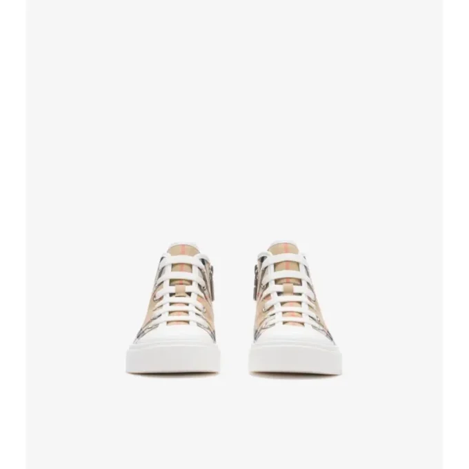 Check Cotton High-Top Sneakers
