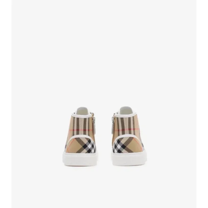 Check Cotton High-Top Sneakers