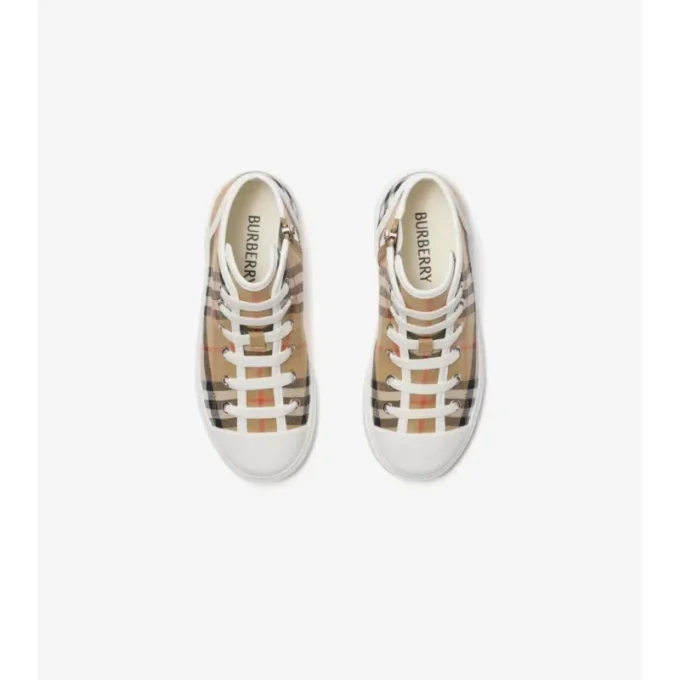 Check Cotton High-Top Sneakers