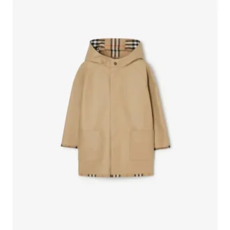 Check Cotton Hooded Coat