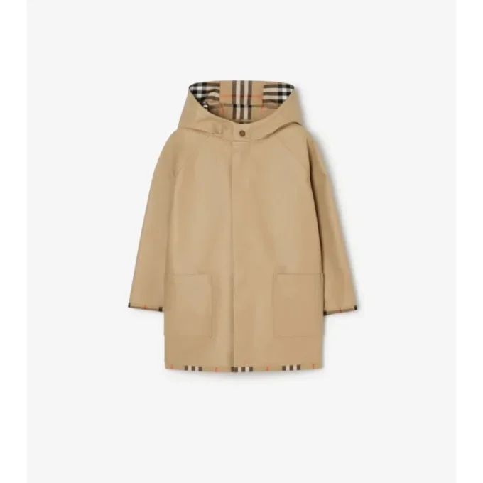Check Cotton Hooded Coat