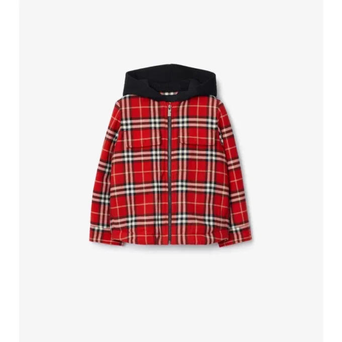 Check Cotton Hooded Jacket