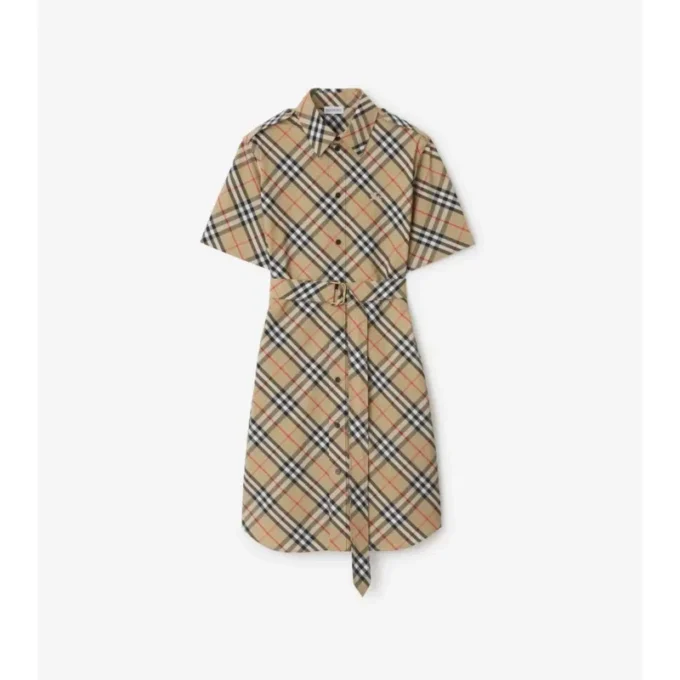 Check Cotton Shirt Dress
