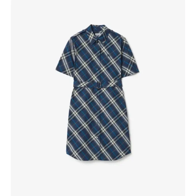 Check Cotton Shirt Dress