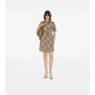 Check Cotton Shirt Dress