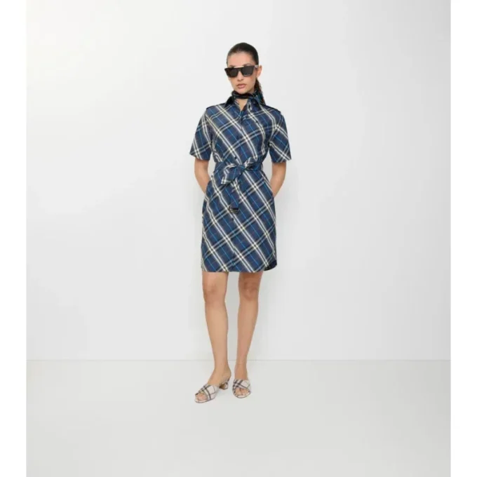 Check Cotton Shirt Dress