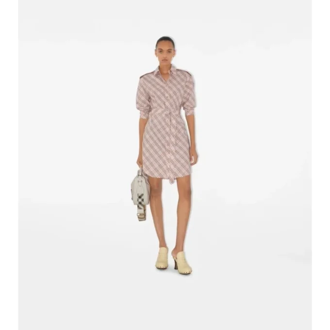 Check Cotton Shirt Dress