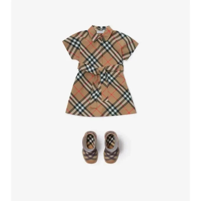 Check Cotton Shirt Dress