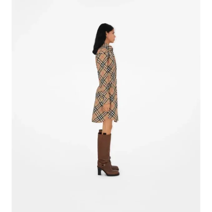 Check Cotton Shirt Dress