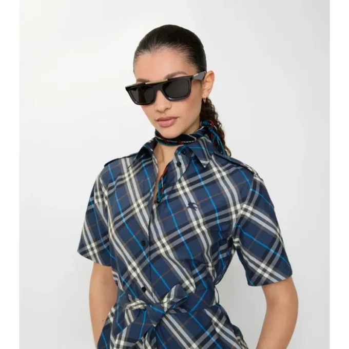 Check Cotton Shirt Dress