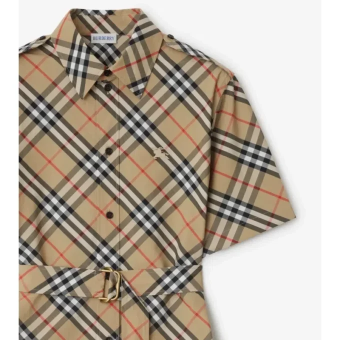 Check Cotton Shirt Dress