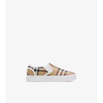 Check Cotton Slip-On Sneakers