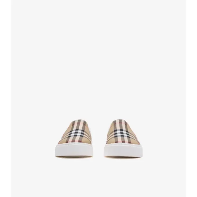 Check Cotton Slip-On Sneakers
