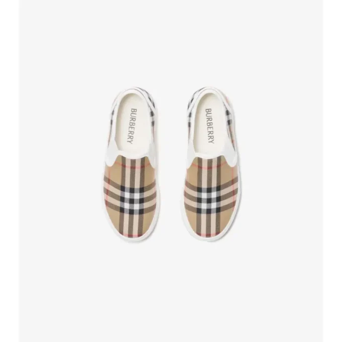 Check Cotton Slip-On Sneakers