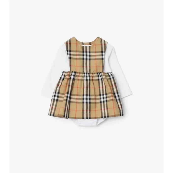 Check Cotton Three-Piece Baby Gift Set