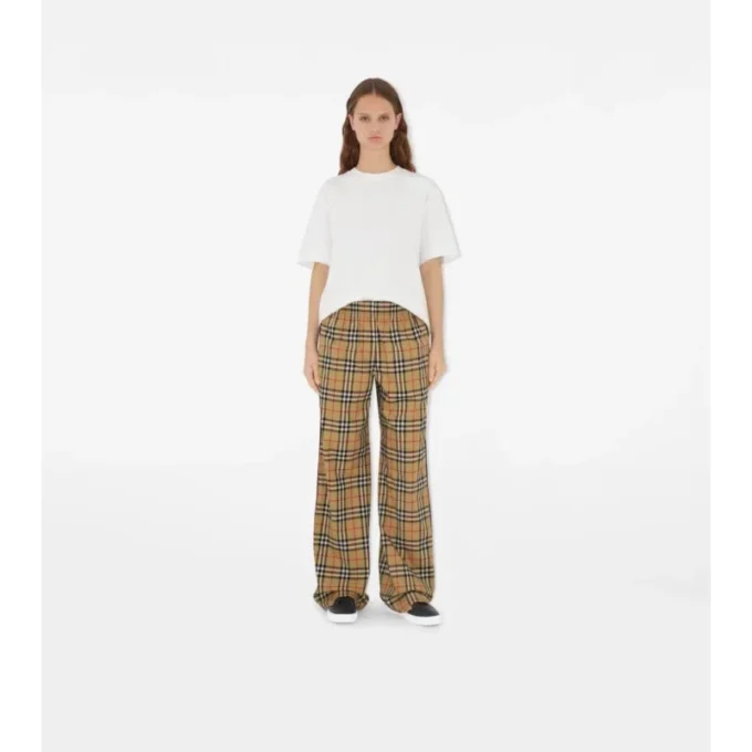 Check Cotton Trousers