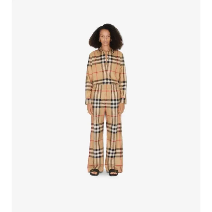 Check Cotton Trousers
