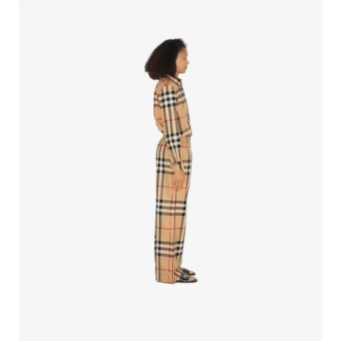 Check Cotton Trousers