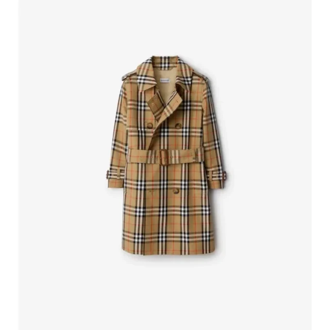 Check Cotton Twill Trench Coat