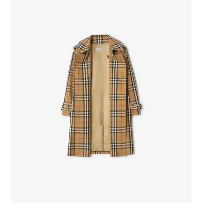 Check Cotton Twill Trench Coat