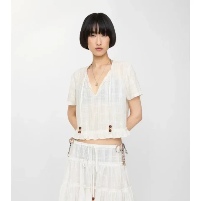 Check Cotton Voile Blouse