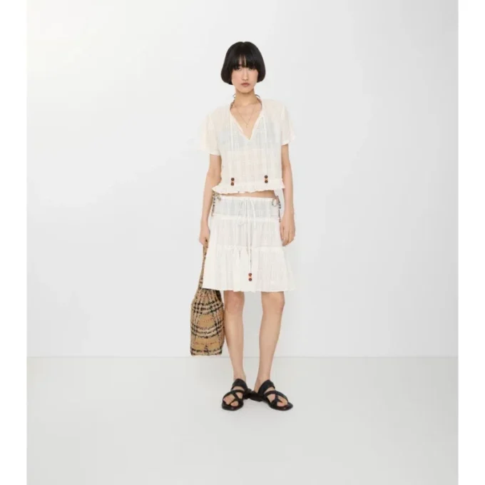 Check Cotton Voile Skirt