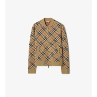 Check Cotton Wool Bomber Jacket