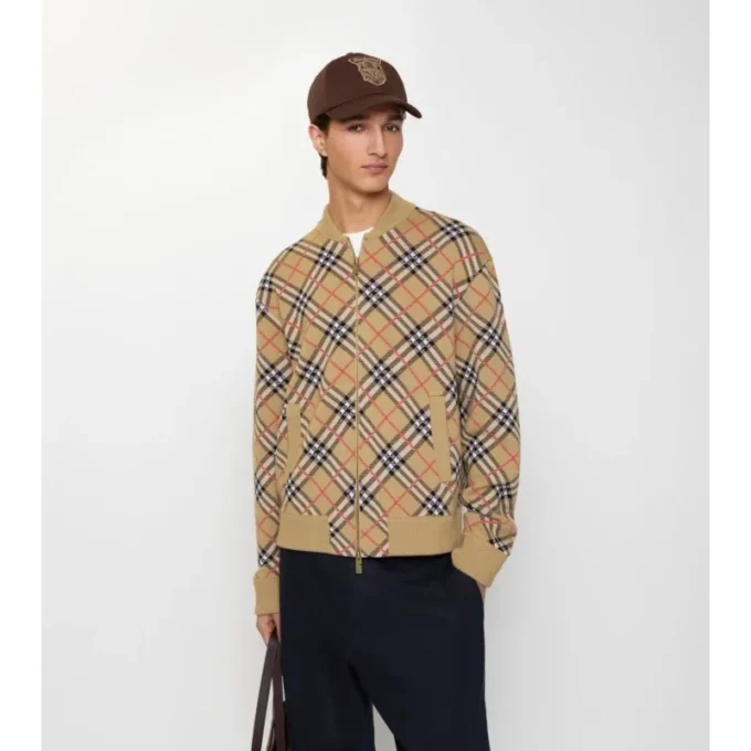 Check Cotton Wool Bomber Jacket