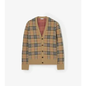 Check Cotton Wool Cardigan
