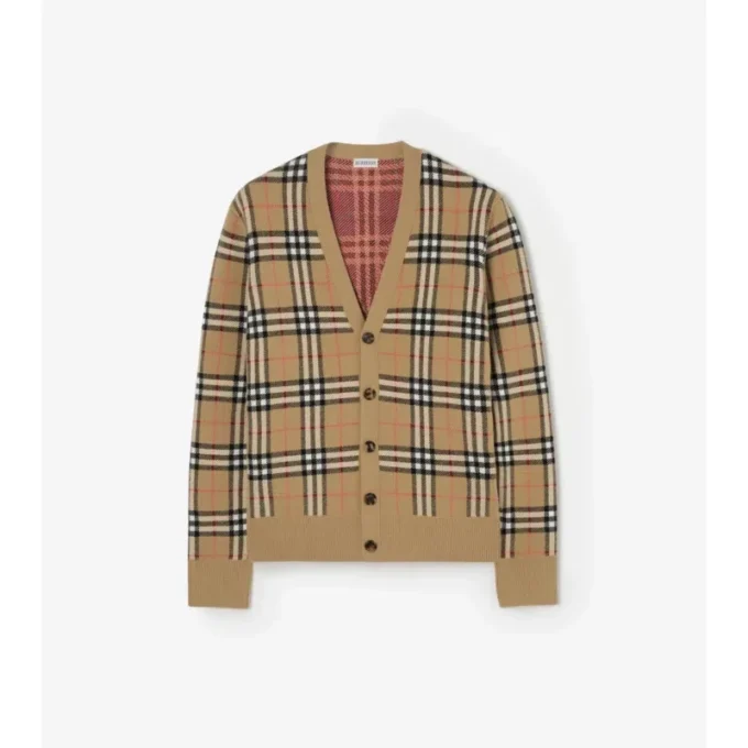 Check Cotton Wool Cardigan
