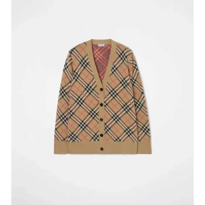 Check Cotton Wool Cardigan