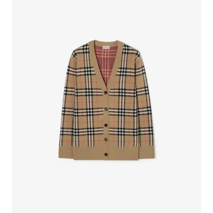 Check Cotton Wool Cardigan