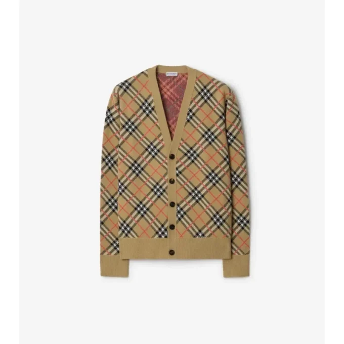 Check Cotton Wool Cardigan