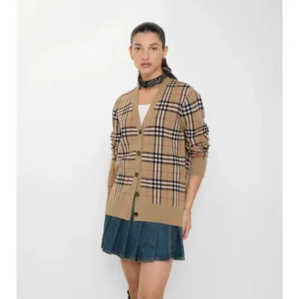 Check Cotton Wool Cardigan