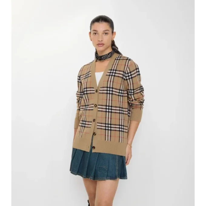 Check Cotton Wool Cardigan