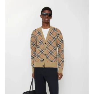 Check Cotton Wool Cardigan