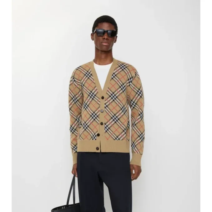 Check Cotton Wool Cardigan
