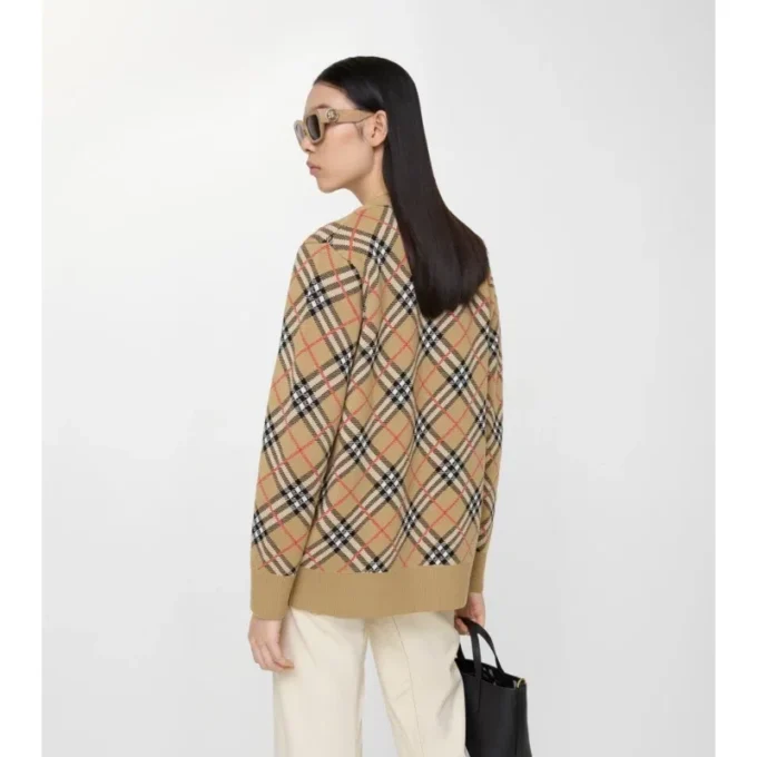 Check Cotton Wool Cardigan