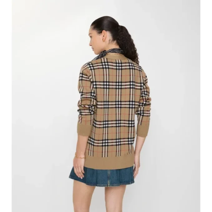 Check Cotton Wool Cardigan