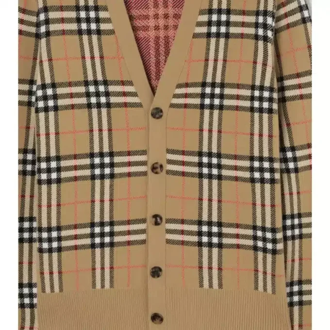 Check Cotton Wool Cardigan