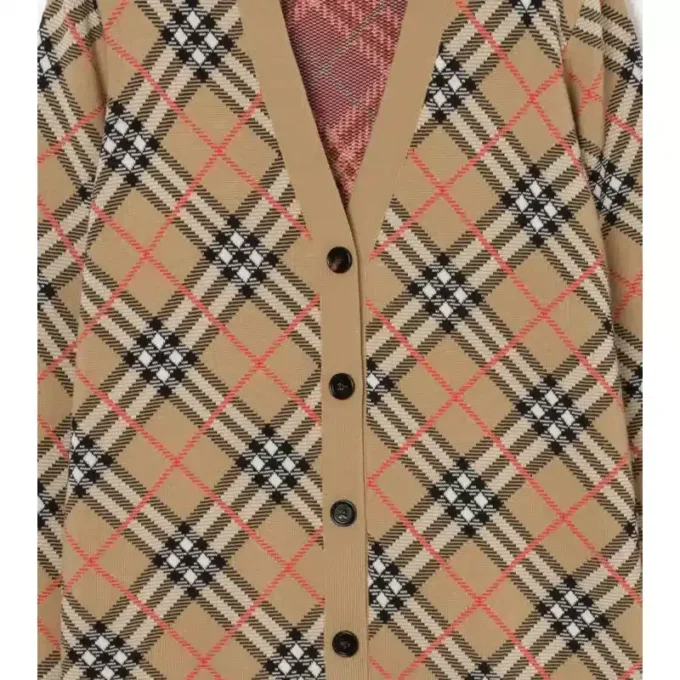 Check Cotton Wool Cardigan