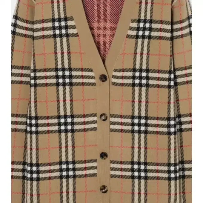 Check Cotton Wool Cardigan