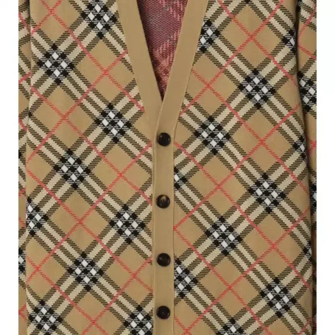Check Cotton Wool Cardigan
