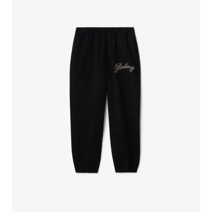 Check Cursive Logo Cotton Jogging Pants