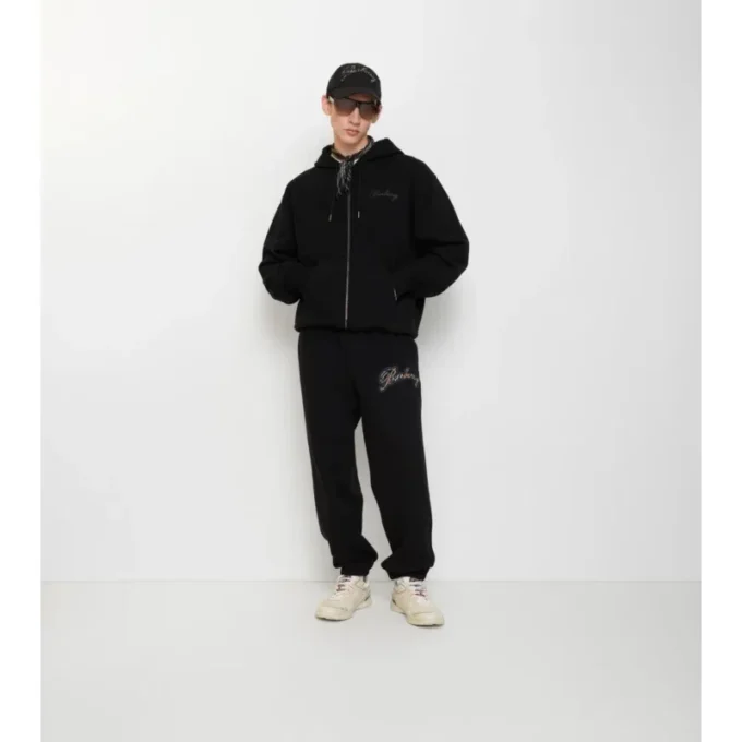Check Cursive Logo Cotton Jogging Pants