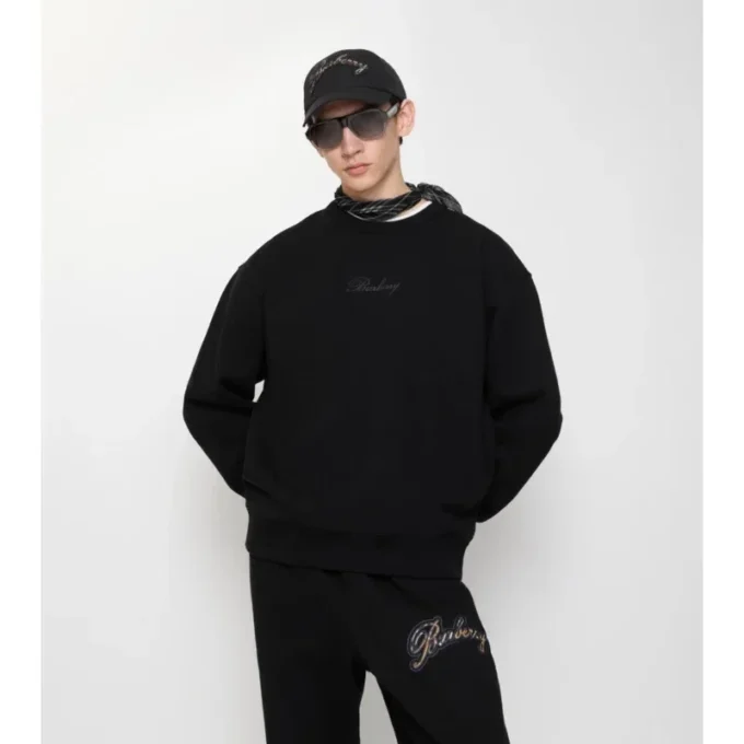 Check Cursive Logo Cotton Sweatshirt